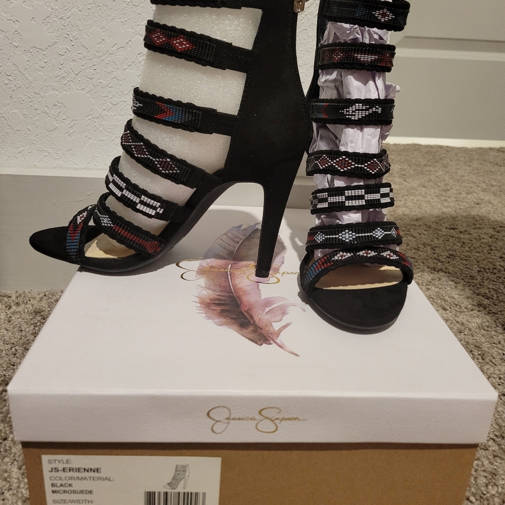 Jessica Simpson beaded strappy heels